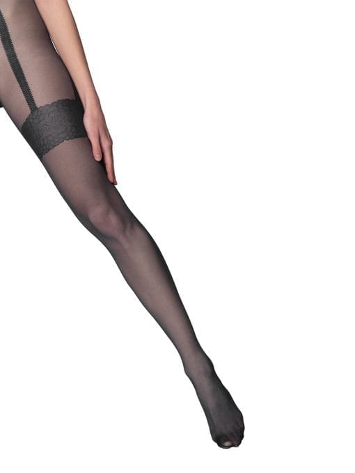Dres Petra Elisa Lycra 15 DEN Cu Model Raisa Portjartiera Negru 2