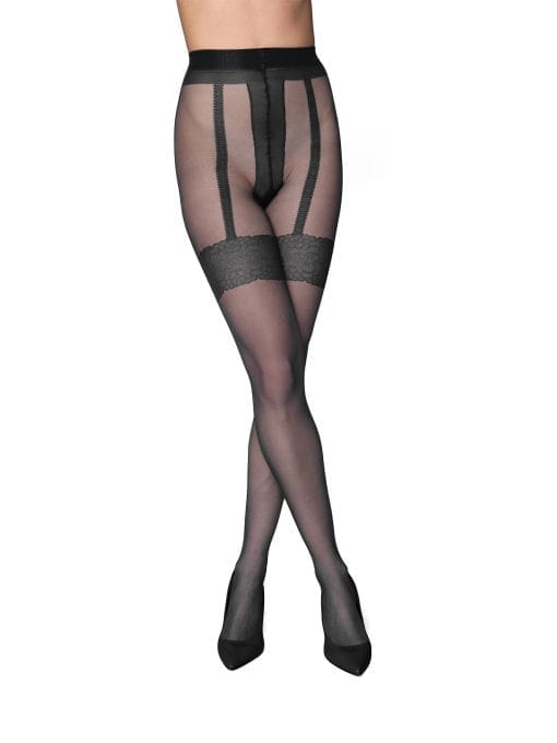 Dres Petra Elisa Lycra 15 DEN Cu Model Raisa Portjartiera Negru 3